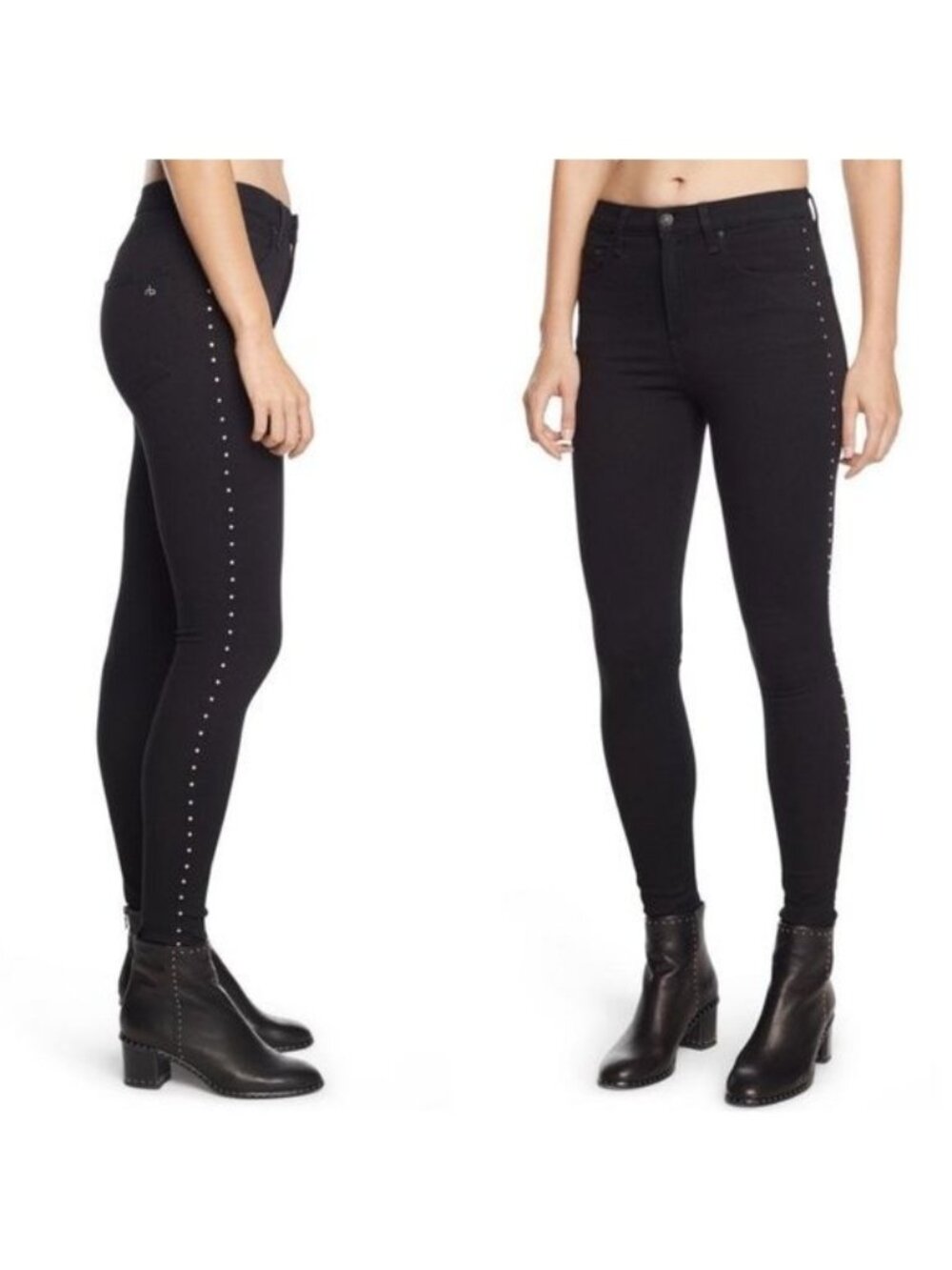 Rag & Bone Studded high-rise skinny jean w/ vintage inspired yoke & pocketing 25